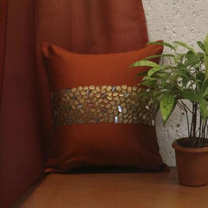 sequin border cushion